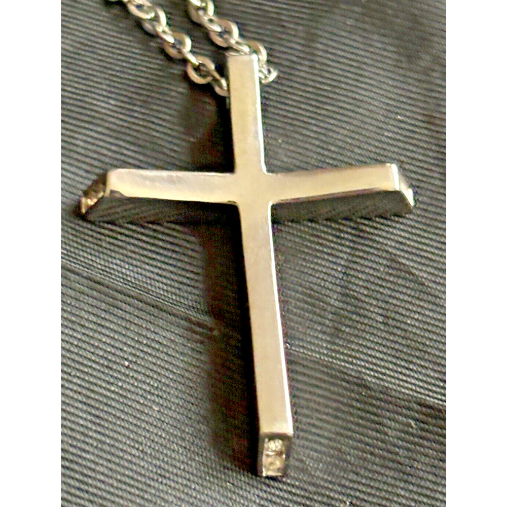 Chisel Stainless Steel Cross Pendant With Accent Rhinestones 1.5"x1" By Chisel